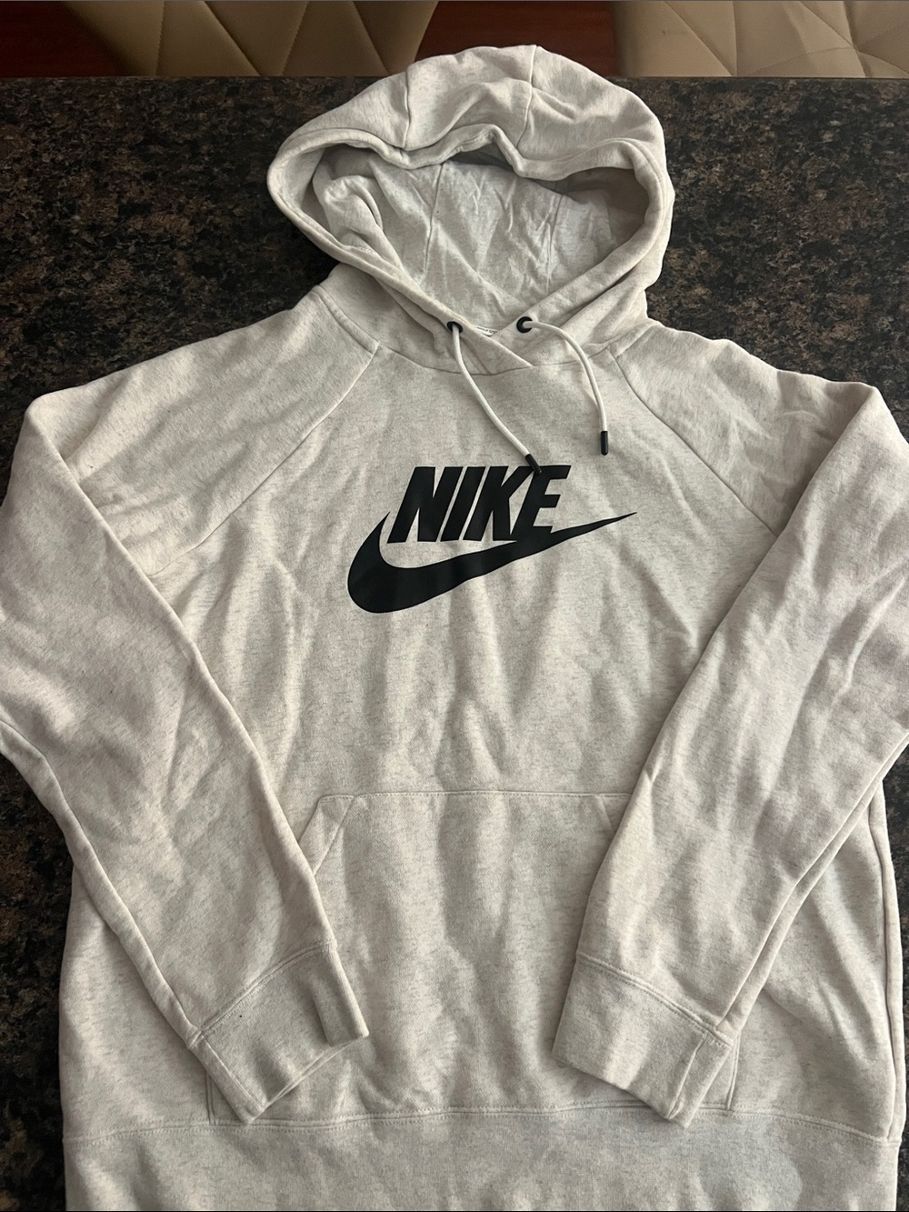 Nike Light Gray Pullover Hoodie with Black Swoosh